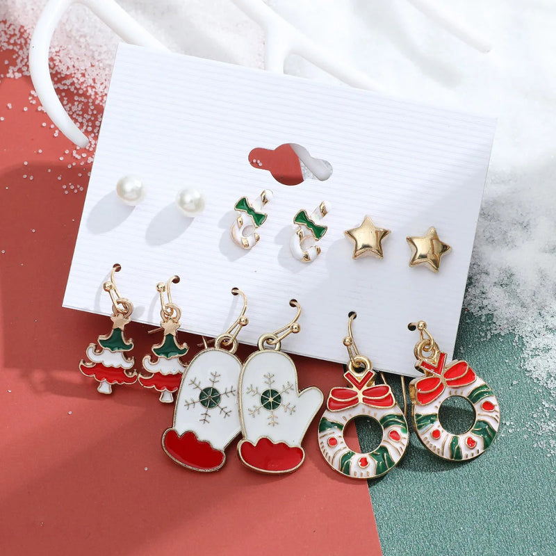 6 Paar fabelhafte und festliche Weihnachtsmode-Ohrringe