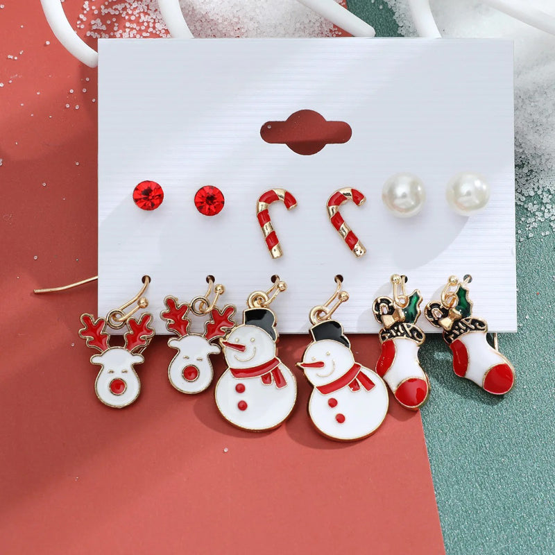 6 Paar fabelhafte und festliche Weihnachtsmode-Ohrringe
