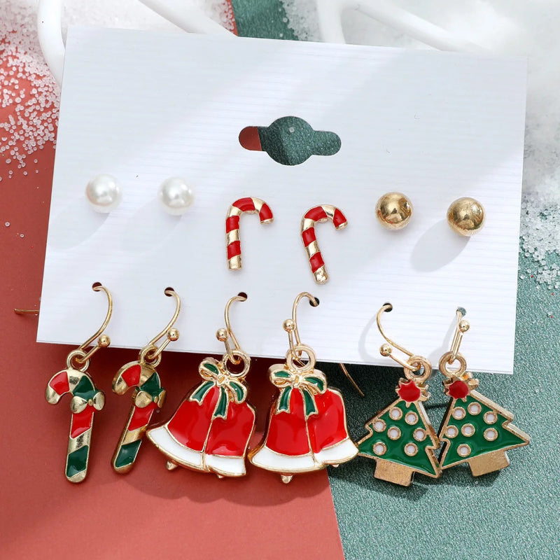 6 Paar fabelhafte und festliche Weihnachtsmode-Ohrringe