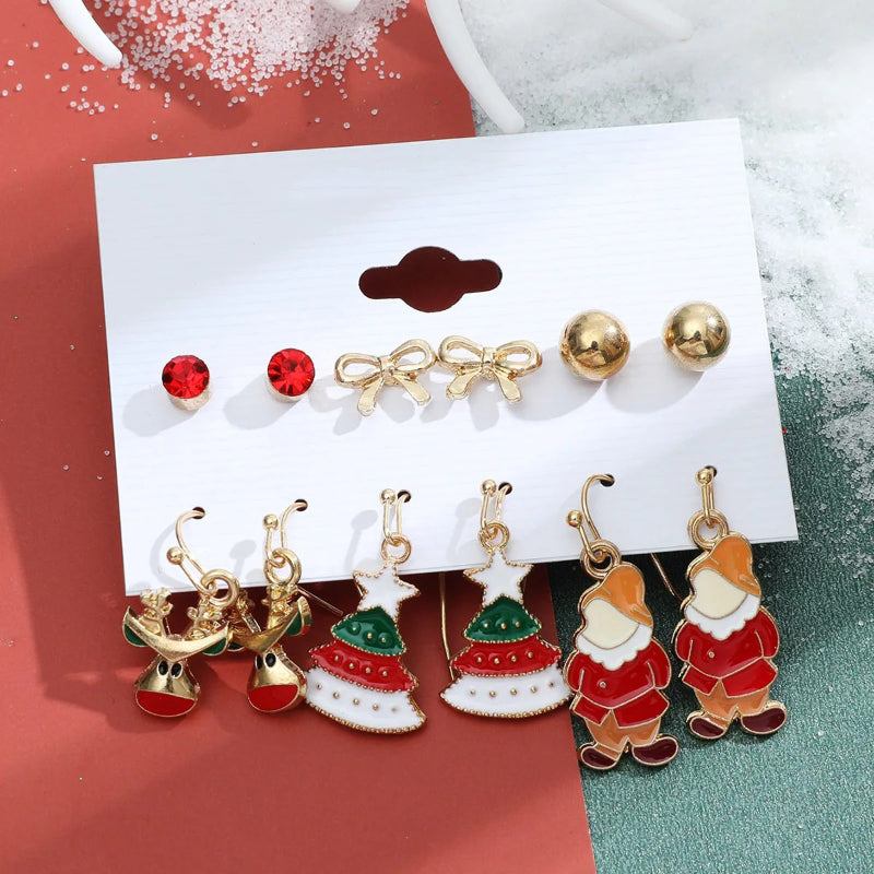 6 Paar fabelhafte und festliche Weihnachtsmode-Ohrringe