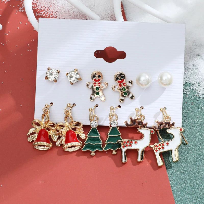 6 Paar fabelhafte und festliche Weihnachtsmode-Ohrringe