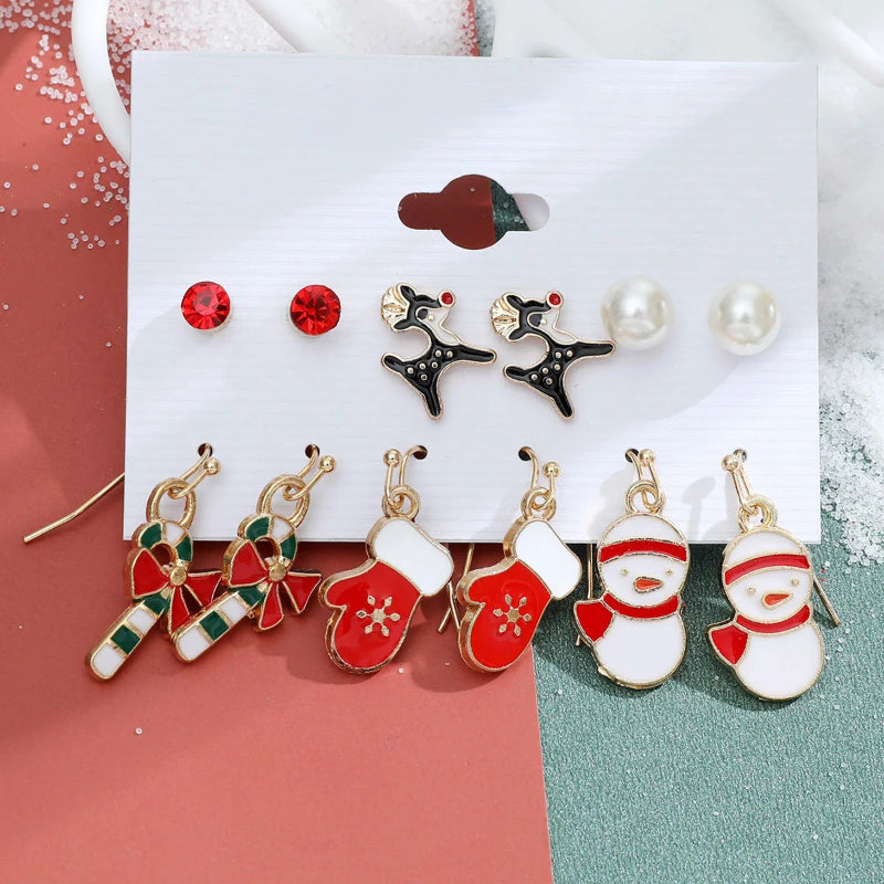 6 Paar fabelhafte und festliche Weihnachtsmode-Ohrringe