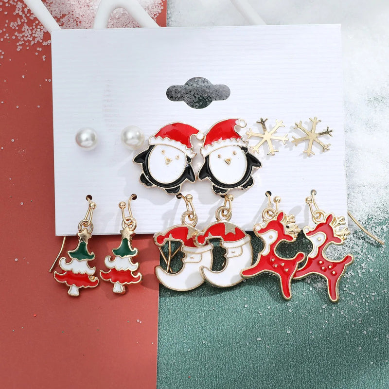 6 Paar fabelhafte und festliche Weihnachtsmode-Ohrringe