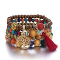 4-teiliges Perlenarmband-Set mit Lebensbaum-Charms