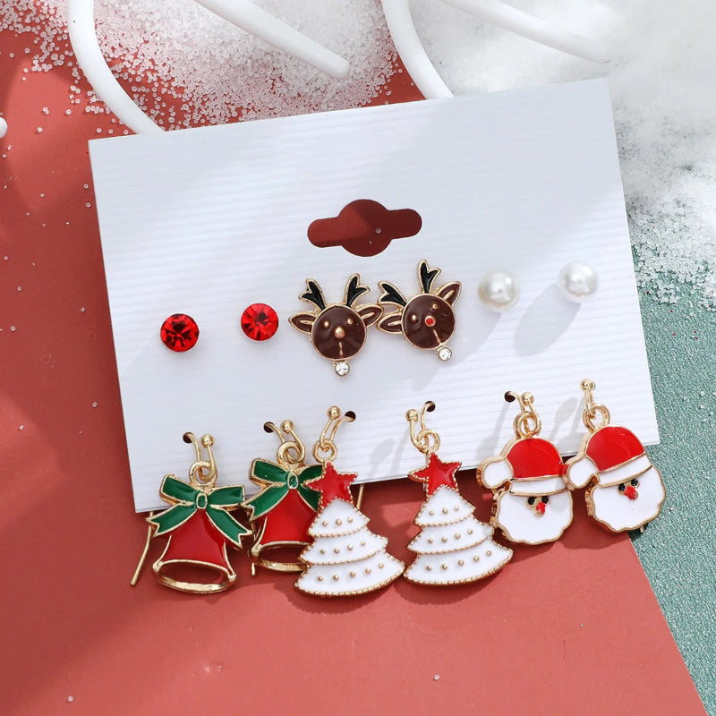 6 Paar fabelhafte und festliche Weihnachtsmode-Ohrringe
