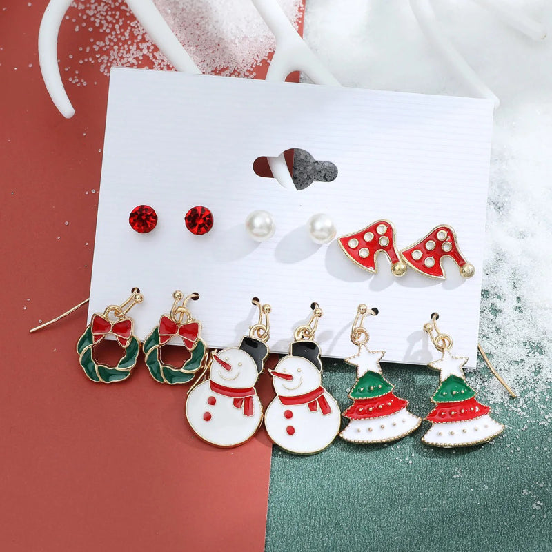 6 Paar fabelhafte und festliche Weihnachtsmode-Ohrringe