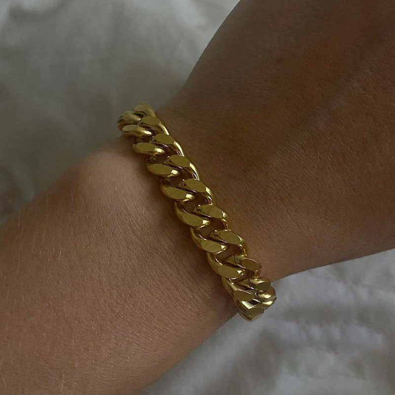 Schlichte kubanische Kettenarmband-Kollektion aus Edelstahl