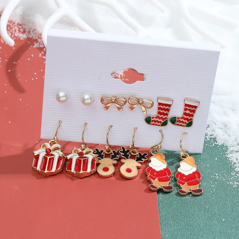 6 Paar fabelhafte und festliche Weihnachtsmode-Ohrringe