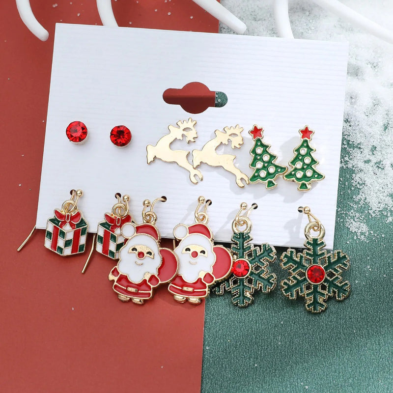 6 Paar fabelhafte und festliche Weihnachtsmode-Ohrringe
