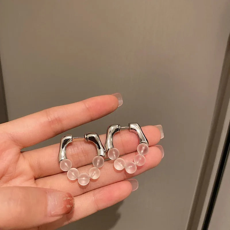 Creolen im Vintage-Stil mit grünen Perlen für Damen