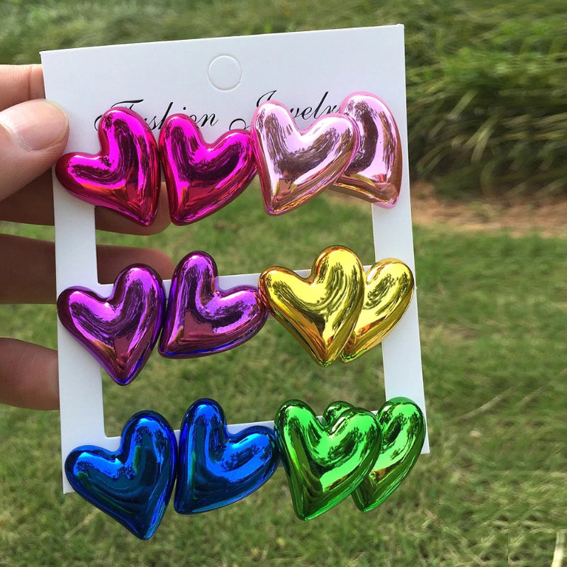 6 Paar Ohrstecker-Set aus Acryl in Metallic-Farben