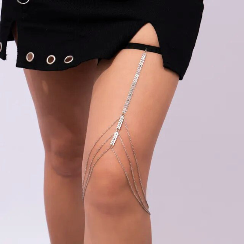 Mehrlagige elastische Boho-Oberschenkelkette