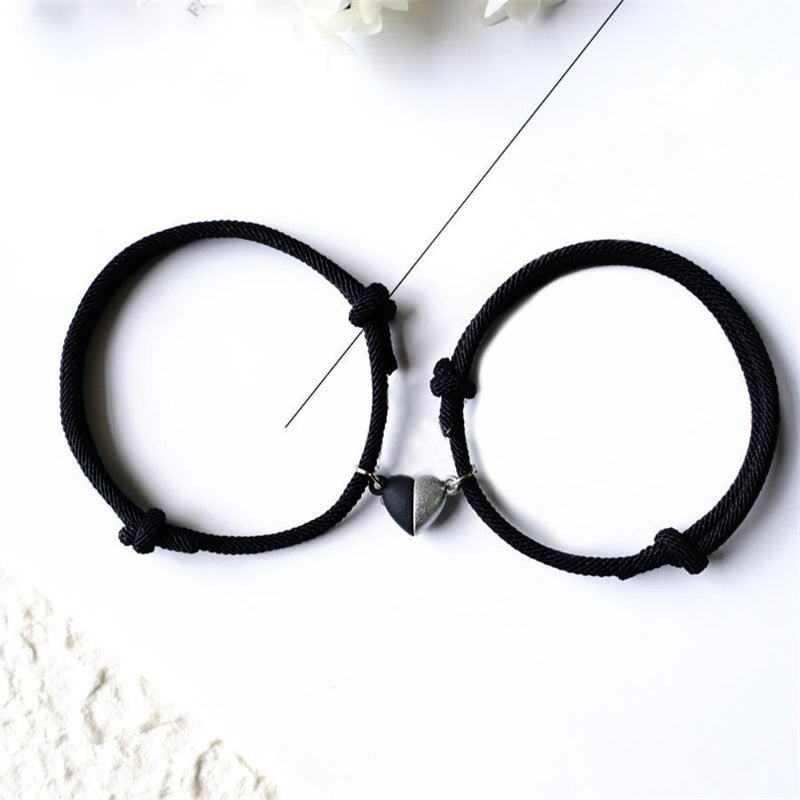 2 Stück magnetische Anziehungskraft herzförmige Paar passende Armbänder