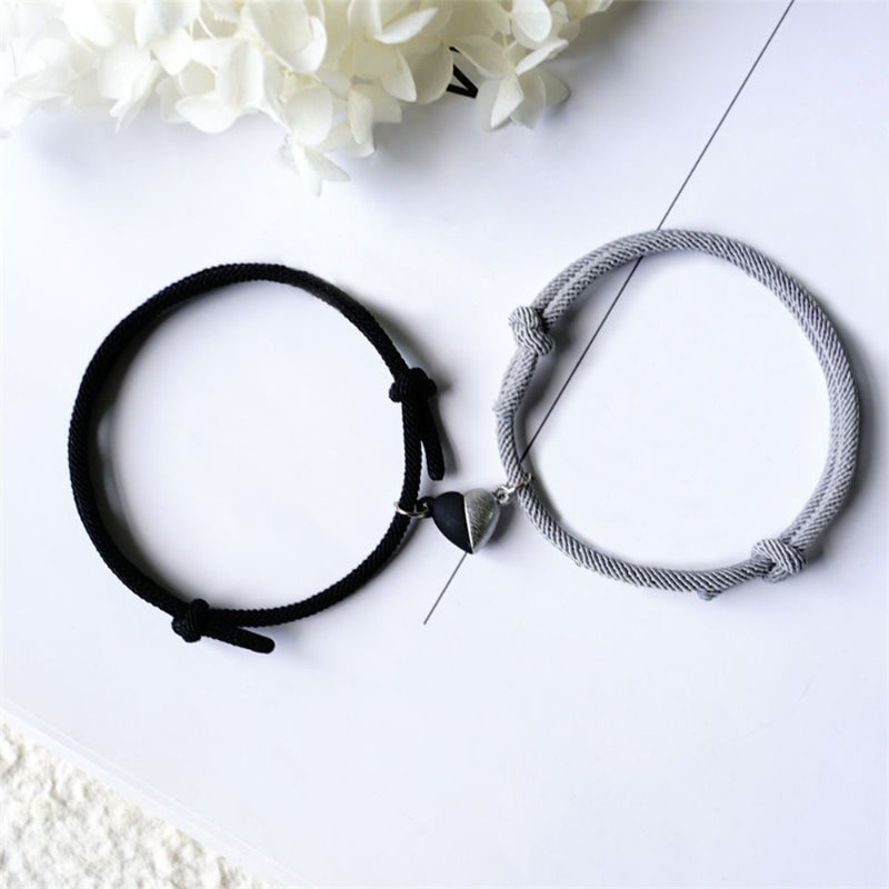 2 Stück magnetische Anziehungskraft herzförmige Paar passende Armbänder