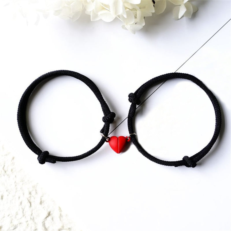 2 Stück magnetische Anziehungskraft herzförmige Paar passende Armbänder