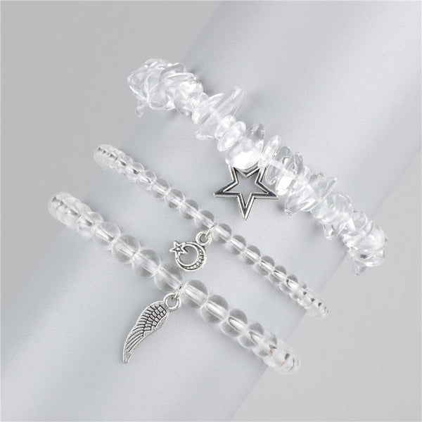 3-teiliges Armband-Set mit wunderschönen Steinperlen und Charms