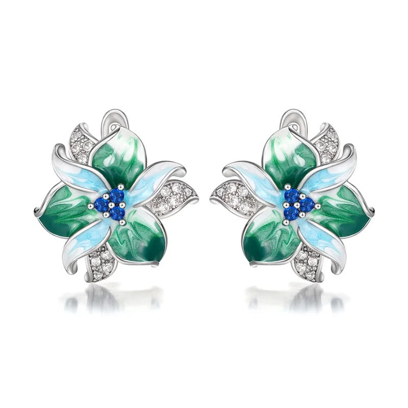 Ohrhänger im Vintage-Stil mit Emaille-Blumenmotiv für Damen