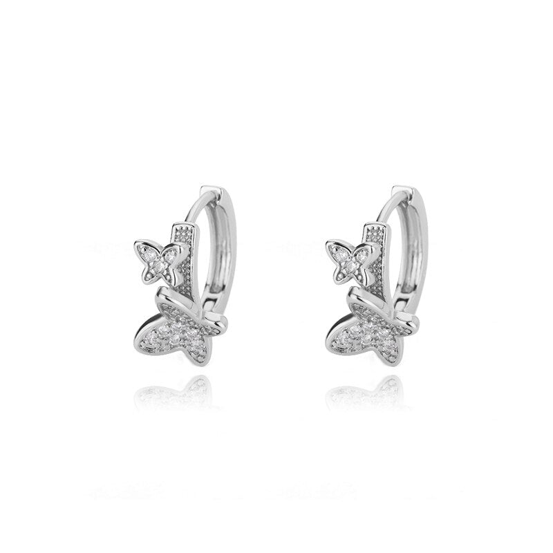 Zirkonia Schmetterling Mini Creolen Edelstahl Ohrring Kollektion