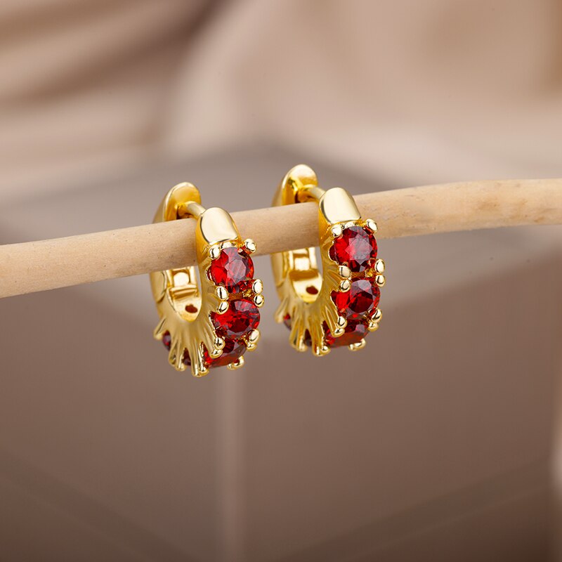 Mini-Creolen aus Edelstahl mit geometrischem Strass