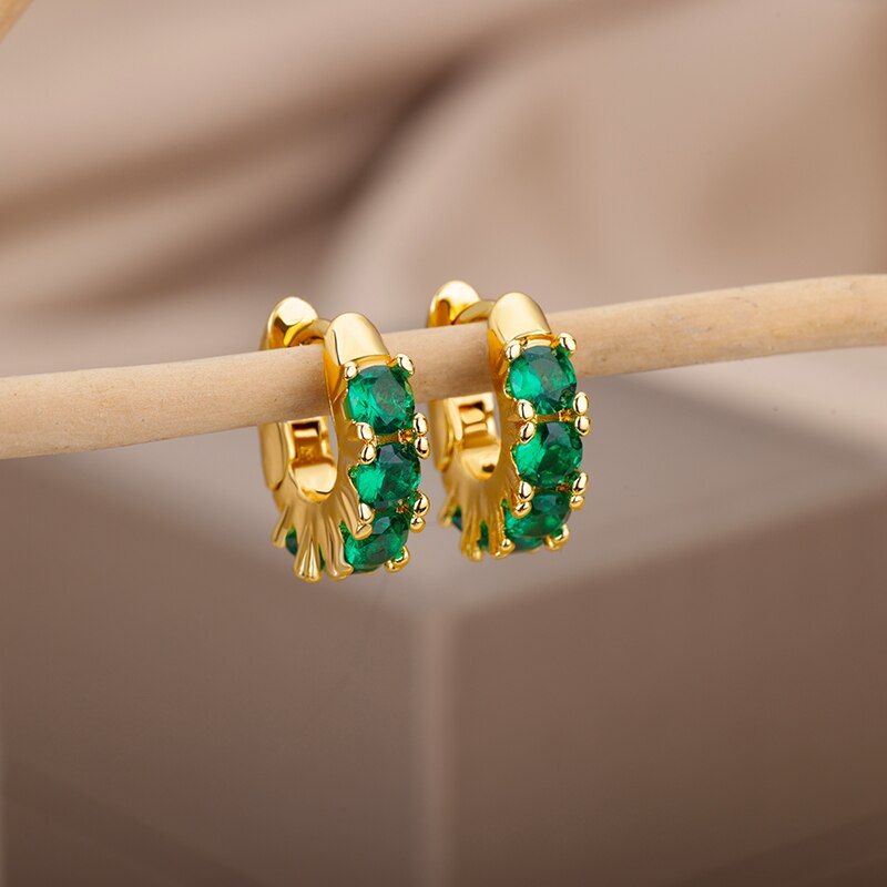 Mini-Creolen aus Edelstahl mit geometrischem Strass