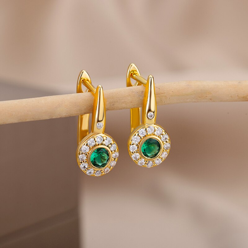 Mini-Creolen aus Edelstahl mit geometrischem Strass