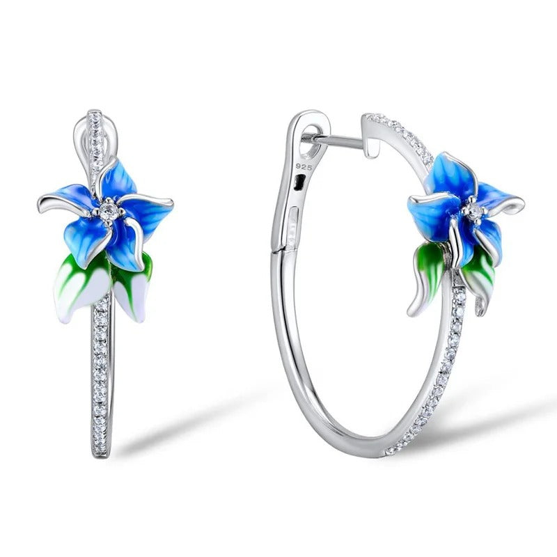 Ohrhänger im Vintage-Stil mit Emaille-Blumenmotiv für Damen