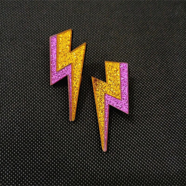 Mehrfarbige Glitzer-Ohrstecker aus Acryl mit Blitz