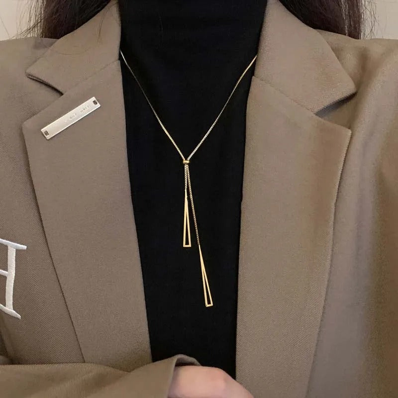 Endless Glamour – Verstellbare lange, flache Halskette im Y-Stil