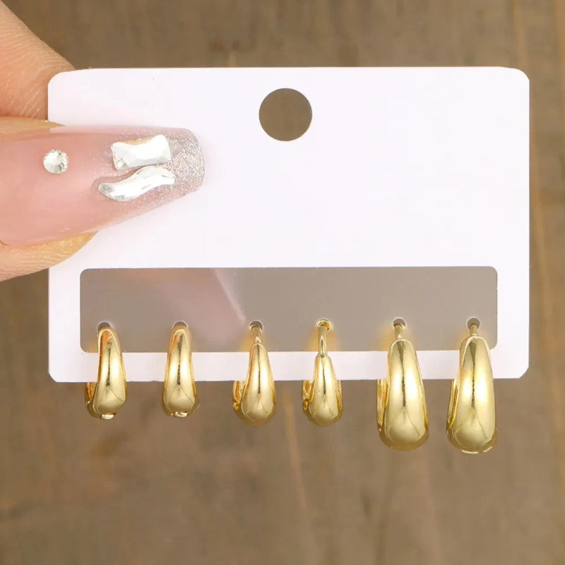 6-teiliges schickes und minimalistisches Creolen-Set