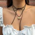 Gothic Wickelkette zum Binden mit Herz-Anhänger