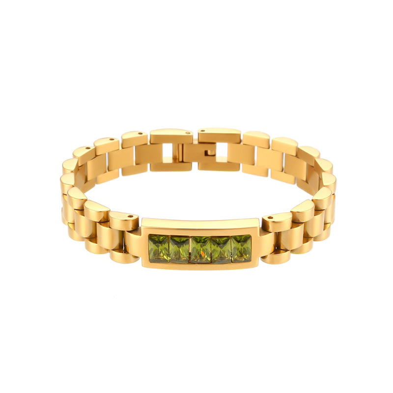 Gliederarmbänder aus Edelstahl mit Edelsteinakzenten