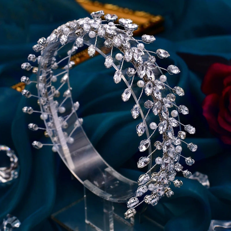 Deluxe-Tiara-Haarreif mit Kristallverzierung für die Braut