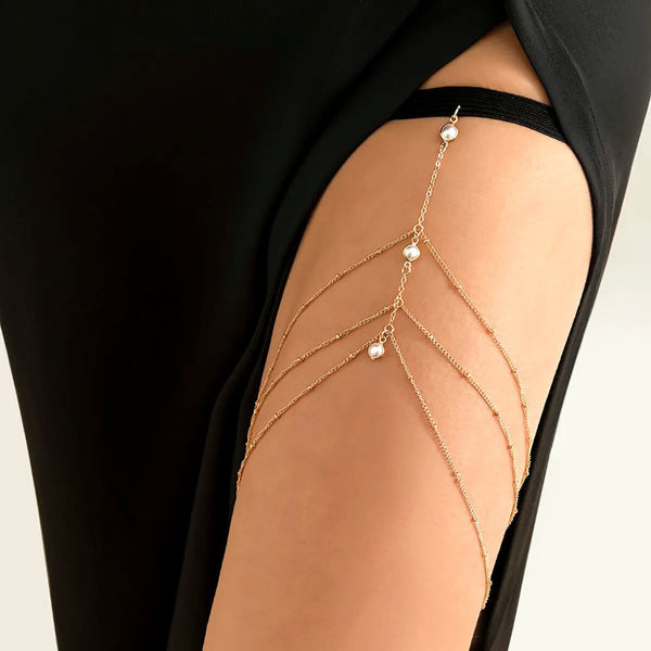 Mehrlagige elastische Boho-Oberschenkelkette