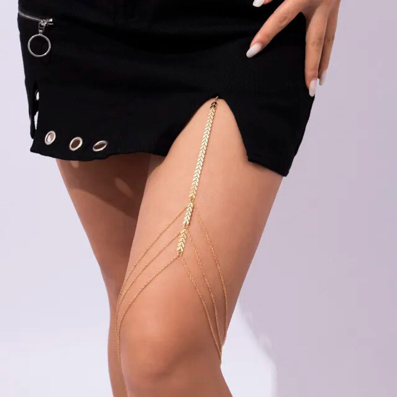 Mehrlagige elastische Boho-Oberschenkelkette