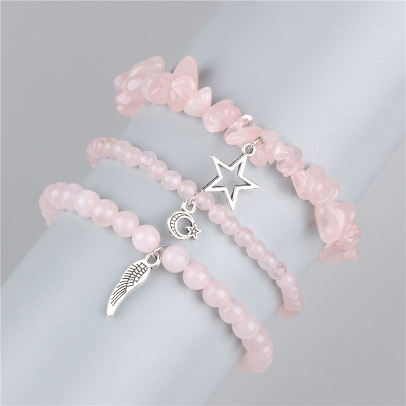 3-teiliges Armband-Set mit wunderschönen Steinperlen und Charms
