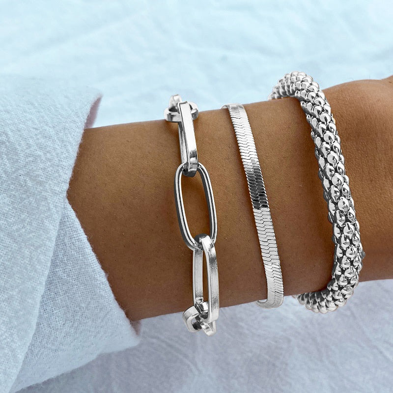 Mehrlagige, dick vergoldete Kettenarmbänder