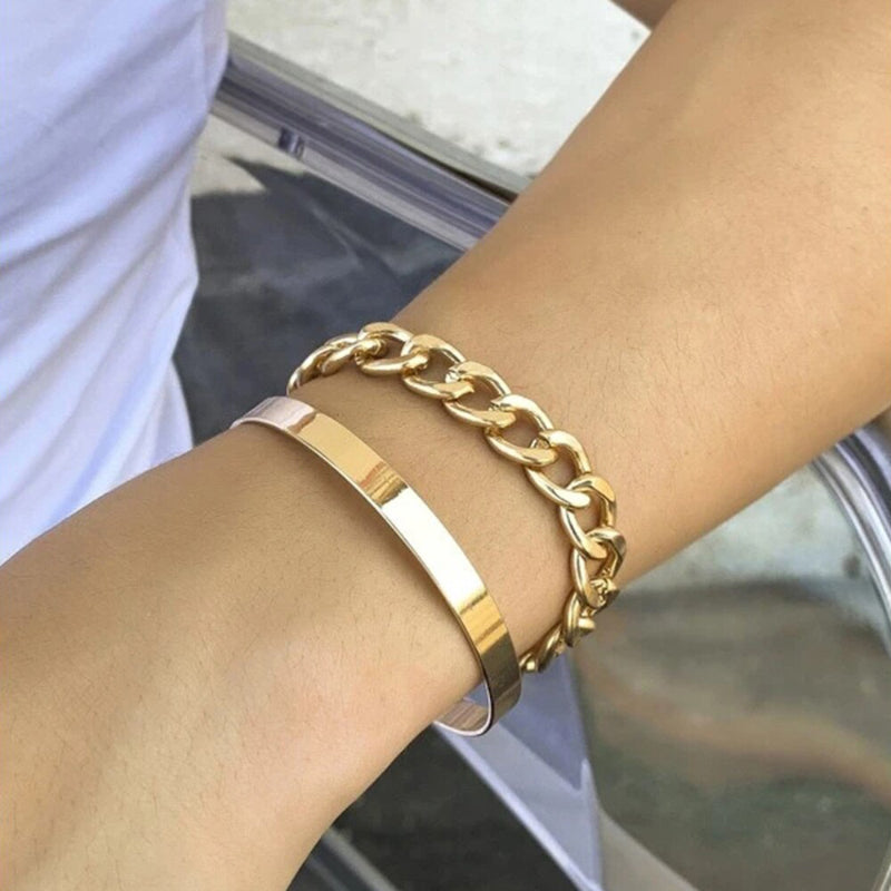 Mehrlagige, dick vergoldete Kettenarmbänder