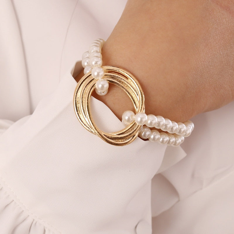 Mehrlagige, dick vergoldete Kettenarmbänder