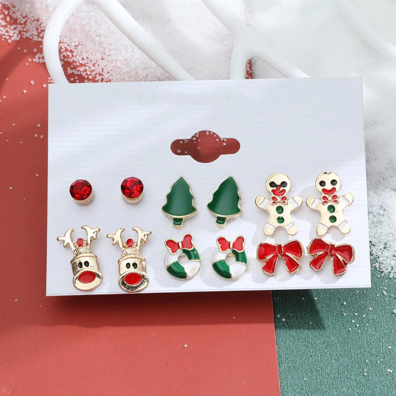 6 Paar fabelhafte und festliche Weihnachtsmode-Ohrringe