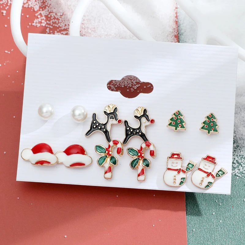 6 Paar fabelhafte und festliche Weihnachtsmode-Ohrringe