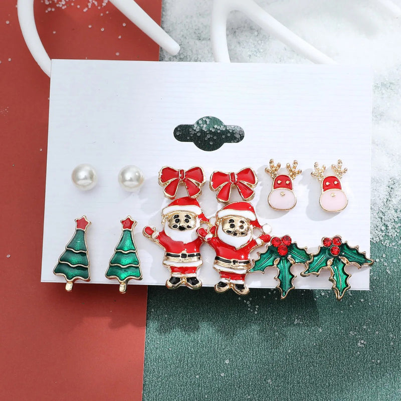 6 Paar fabelhafte und festliche Weihnachtsmode-Ohrringe