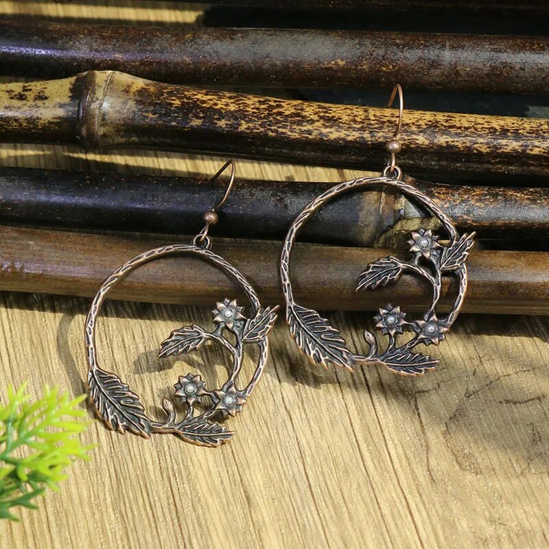 Vintage Boho Ethno Holz Tropfen Ohrringe