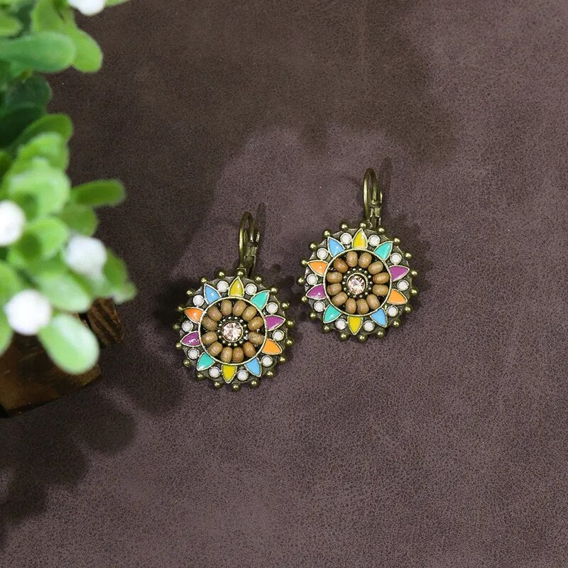 Vintage Boho Ethno Holz Tropfen Ohrringe