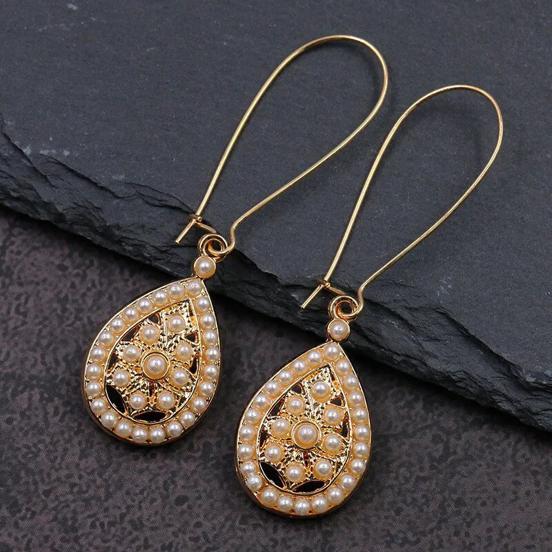 Vintage Boho Ethno Holz Tropfen Ohrringe