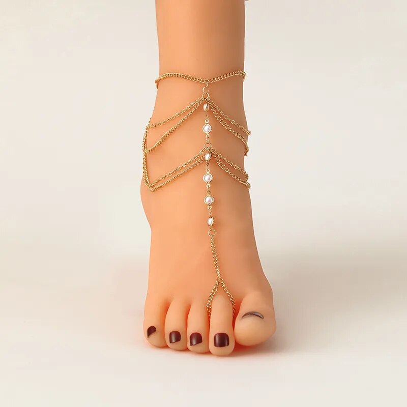 Mehrlagige, modische Fußkettchen-Armbänder