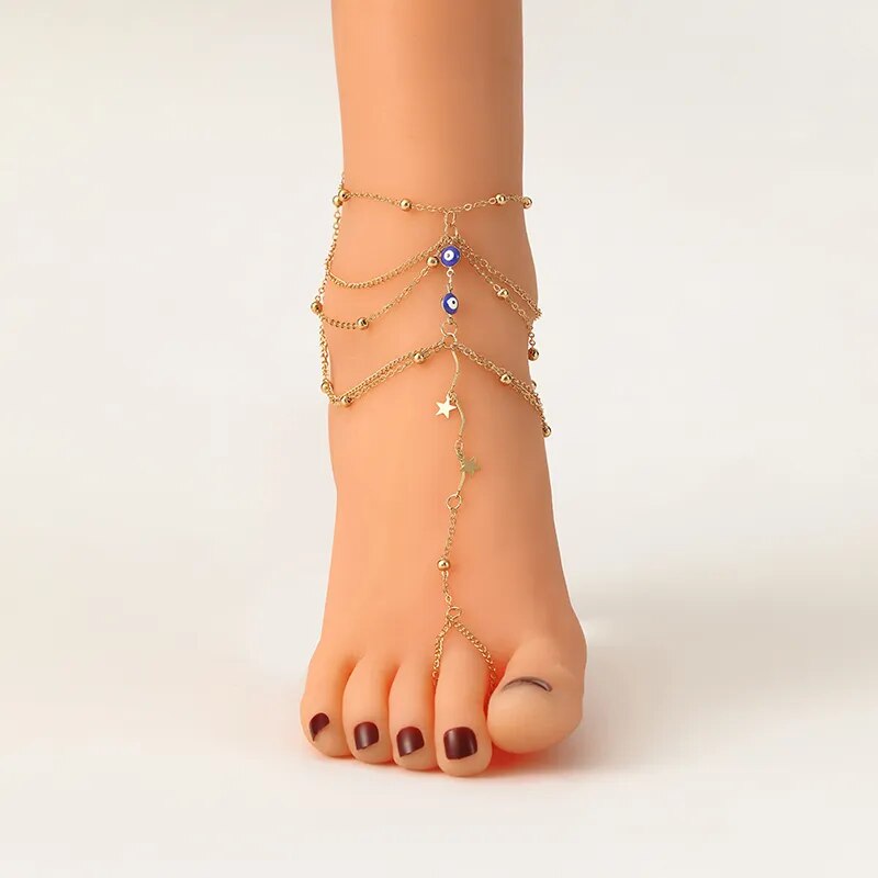 Mehrlagige, modische Fußkettchen-Armbänder