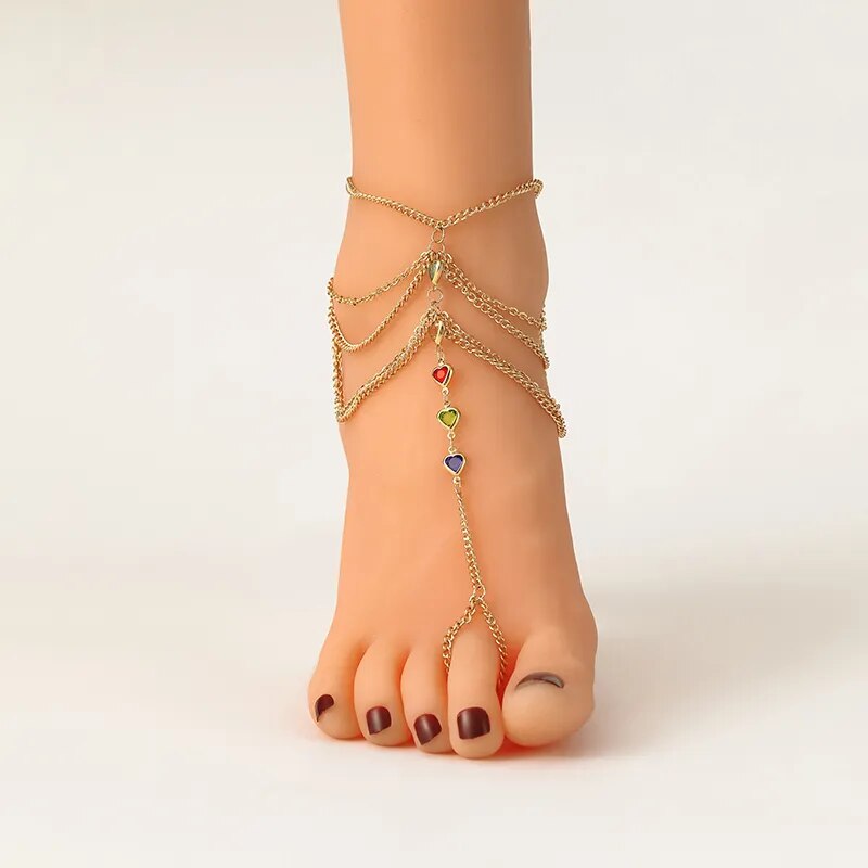 Mehrlagige, modische Fußkettchen-Armbänder