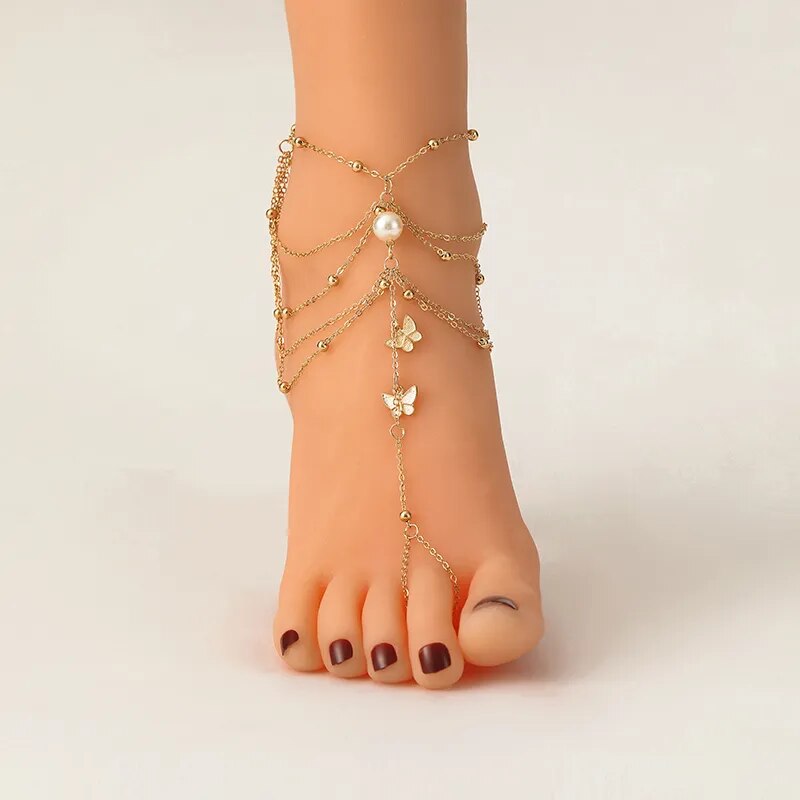 Mehrlagige, modische Fußkettchen-Armbänder