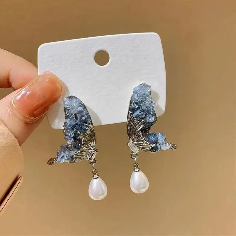 Exquisite Ohrstecker mit Schmetterlings-Motiv aus Spitze für Damen