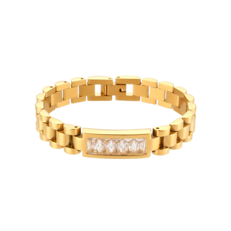 Gliederarmbänder aus Edelstahl mit Edelsteinakzenten
